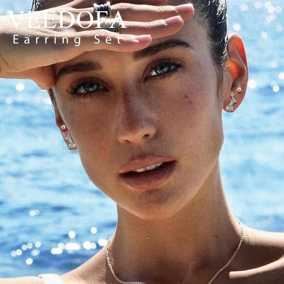 🆕 Women Silver Small Hoop Earrings Trendy Chunky Multiple Piercing Jewelry Gift - Picture 2 of 7